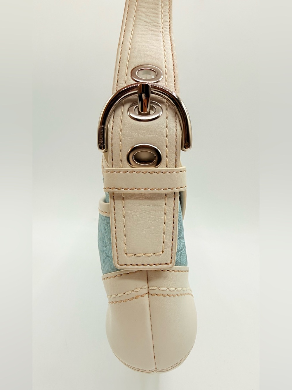Vintage Coach Soho F10925 Sky Blue Signature C Jacquard Shoulder Bag Y2K - Picture 11 of 16